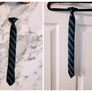 EUC (Precious!) Skinny Clip On Tie 14" Dark Green & Blue